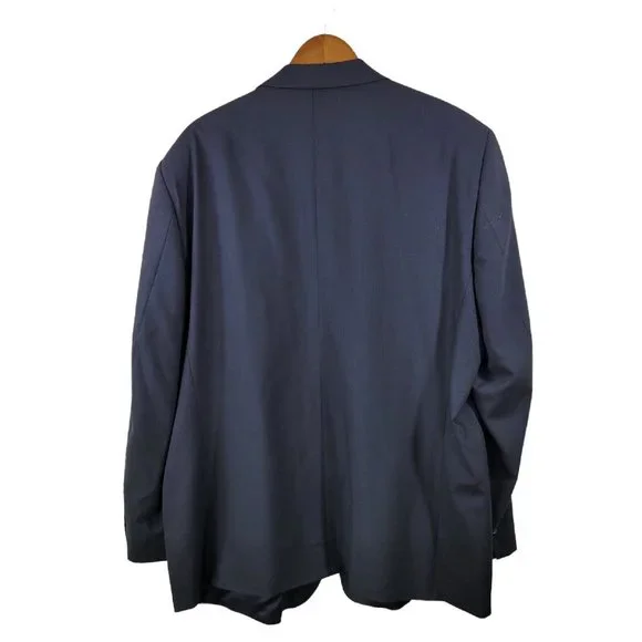 Pronto Uomo Men Two Button Blazer Sport Coat Jacket Size 50R Worsted Wool Navy